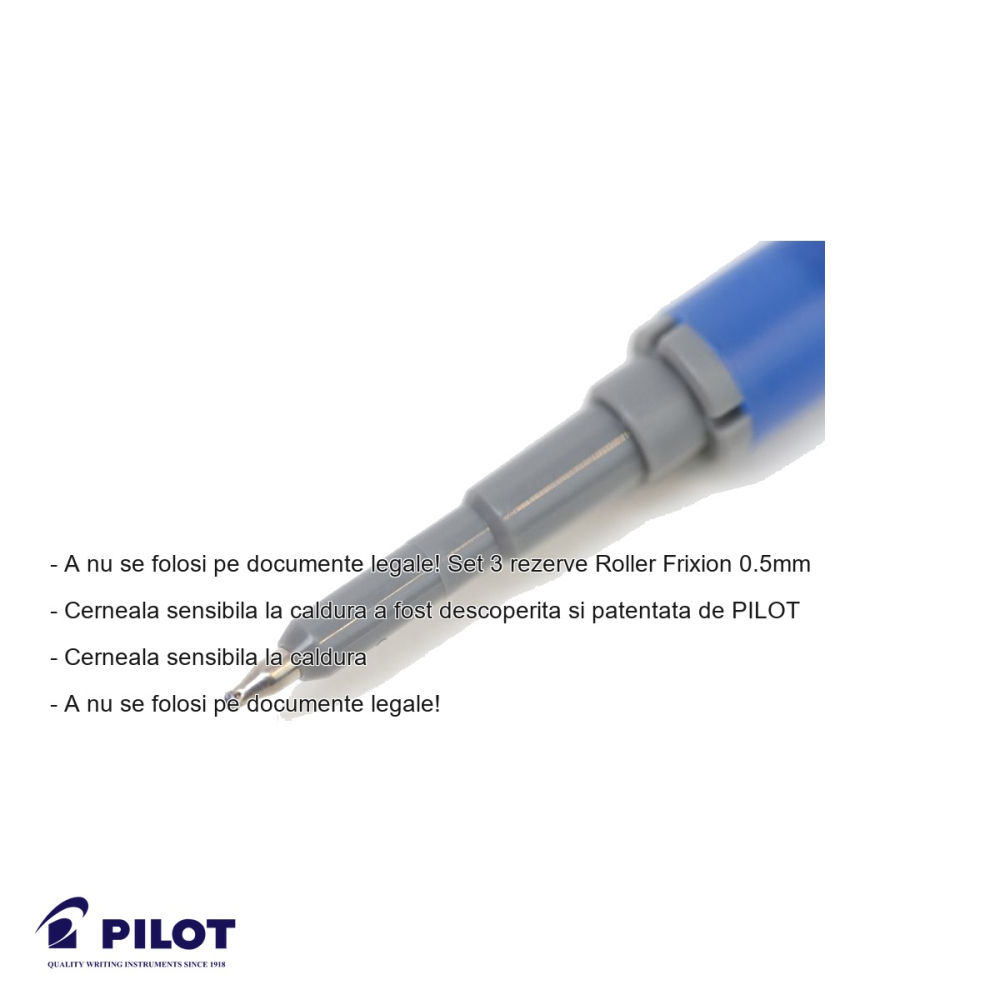 Set 3 mine roller Pilot Frixion Ball 0.5mm albastre, cerneala termosensibila, rezerve pentru roller [2]