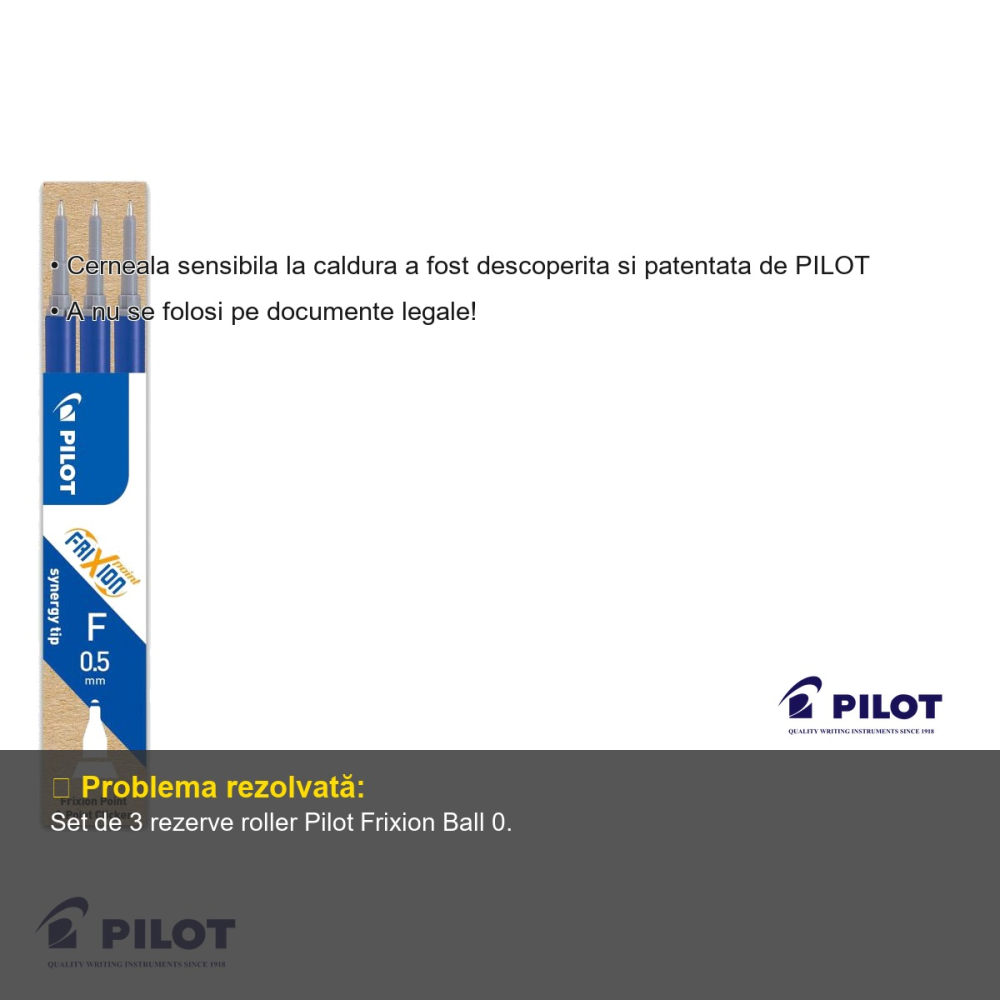 Set 3 mine roller Pilot Frixion Ball 0.5mm albastre, cerneala termosensibila, rezerve pentru roller [3]
