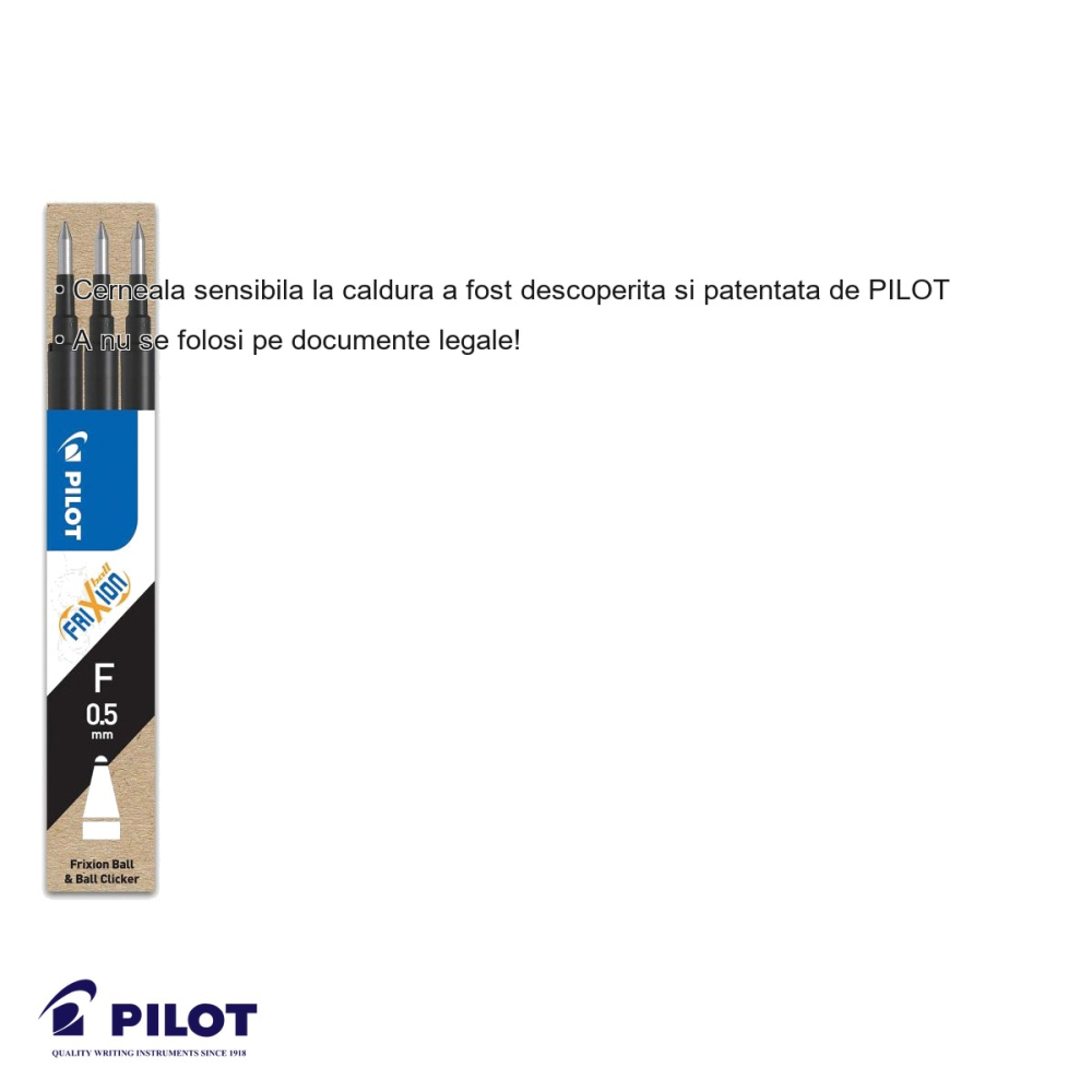 Set 3 mine roller Pilot Frixion Ball 0.5mm negru, cerneala termosensibila, rezebile compatibile [3]