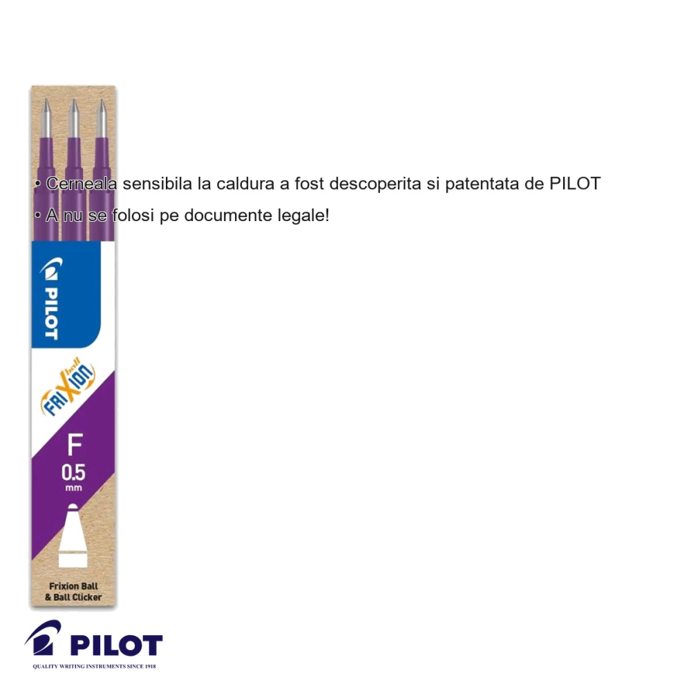Set 3 mine roller Pilot Frixion Ball 0.5mm violet, cerneala termosensibila, editabile [3]