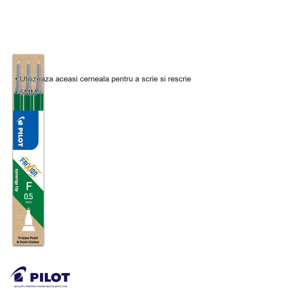 Set 3 mine roller Pilot Frixion Point 0.5mm verde, cerneala termosensibila, pentru scris si corectat [3]