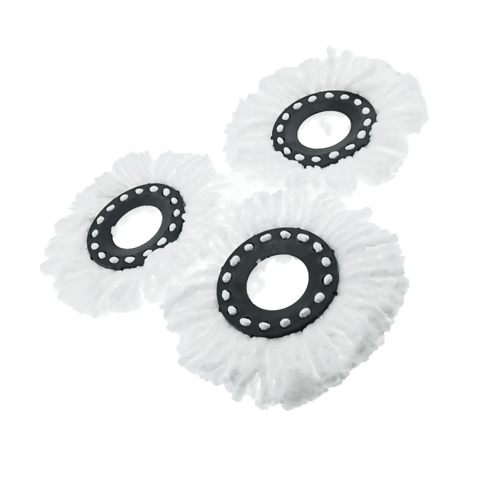 Set 3 rezerve de curatare pentru mop rotativ, Esperanza 96483, diametru inel interior 13.5 cm, lungime microfibra 9 cm, reutilizabile [1]