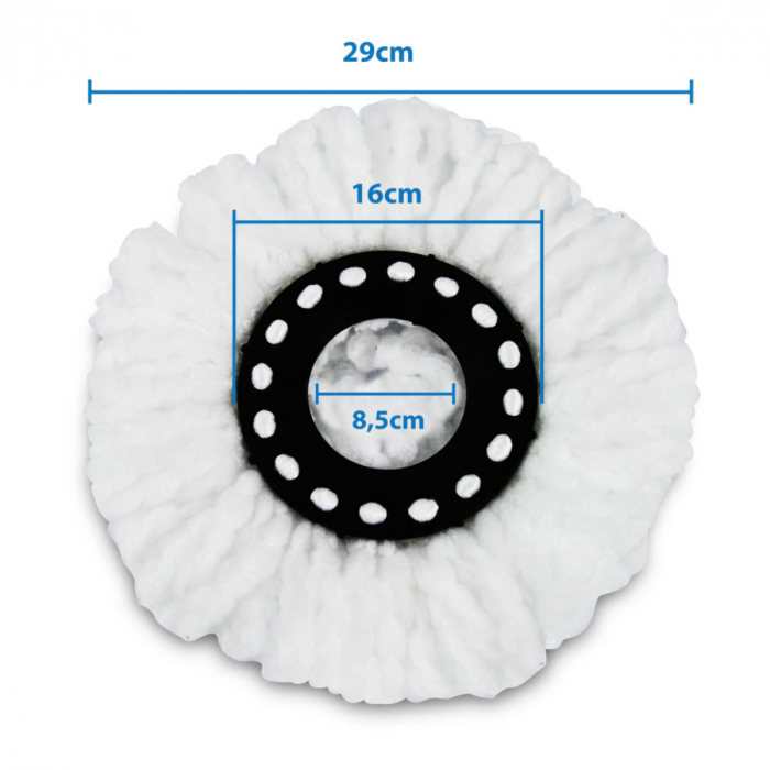 Set 3 rezerve de curatare pentru mop rotativ, Esperanza 96485, diametru inel interior 16 cm, lungime microfibra 9 cm, reutilizabile [2]