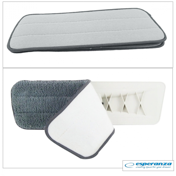 Set 3 rezerve din microfibra pentru mop plat dreptunghiular cu prindere tip scai, 40 x 12 cm, Esperanza 96479, pentru curatenie, reutilizabile [4]