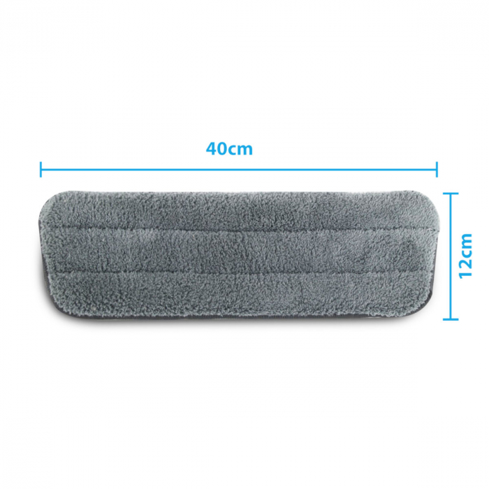Set 3 rezerve din microfibra pentru mop plat dreptunghiular cu prindere tip scai, 40 x 12 cm, Esperanza 96479, pentru curatenie, reutilizabile [2]