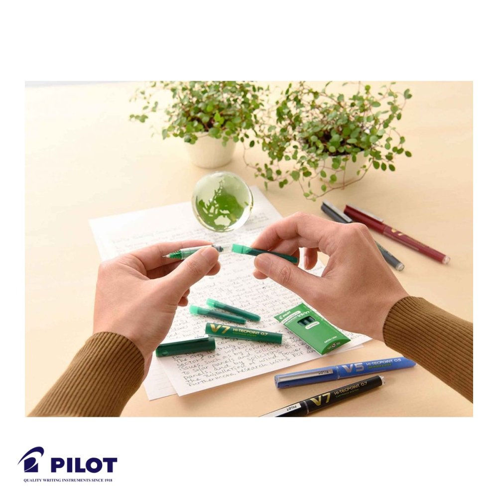 Set 3 rezerve roller Pilot Hi-Tecpoint V5/V7, cerneala lichida neagra, compatibile rollere reincarcabile [4]