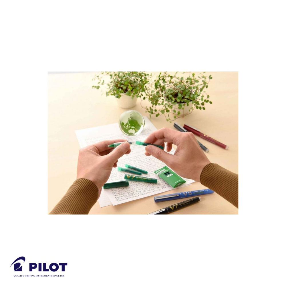 Set 3 rezerve roller Pilot Hi-Tecpoint V5/V7, cerneala lichida verde, reincarcabile [4]