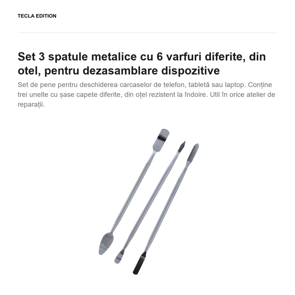 Set 3 spatule metalice cu 6 varfuri diferite, din otel, pentru dezasamblare dispozitive [2]