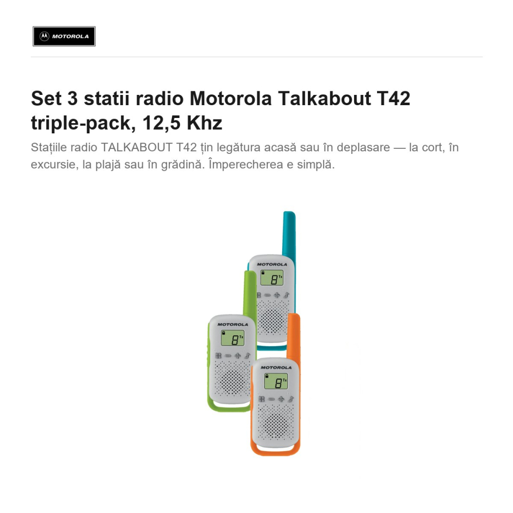 Set 3 statii radio Motorola Talkabout T42 triple-pack, 12,5 Khz [2]