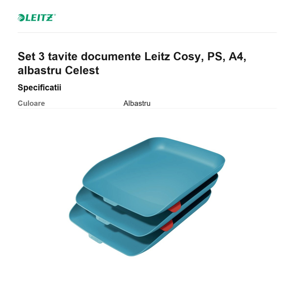 Set 3 tavite documente Leitz Cosy, PS, A4, albastru Celest [3]
