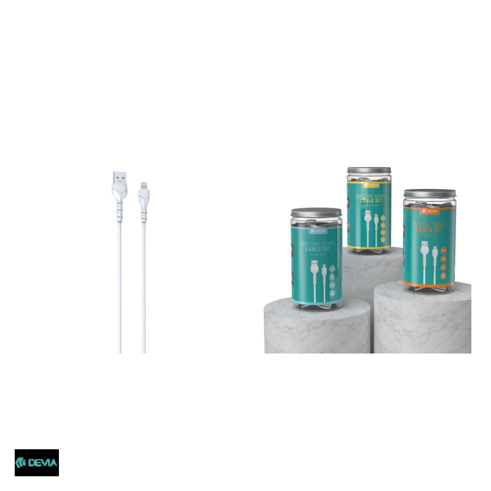 Set 30 bucati cablu de date Devia Kintone V2 EC406, USB-A - Lightning, 1 m, 2,1A, alb [4]