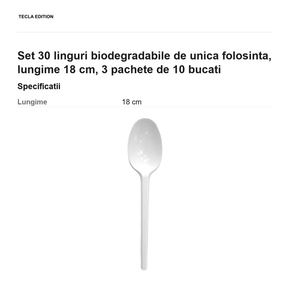 Set 30 linguri biodegradabile de unica folosinta, lungime 18 cm, 3 pachete de 10 bucati [3]