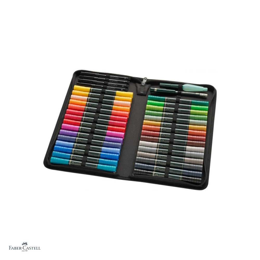 Set 30 markere acuarela Faber-Castell Albrecht Durer Watercolour Marker, cu 4 markere Pitt Artist Pen, creion Perfect Pencil si pensula, in etui cu fermoar, rezistente la lumina [5]