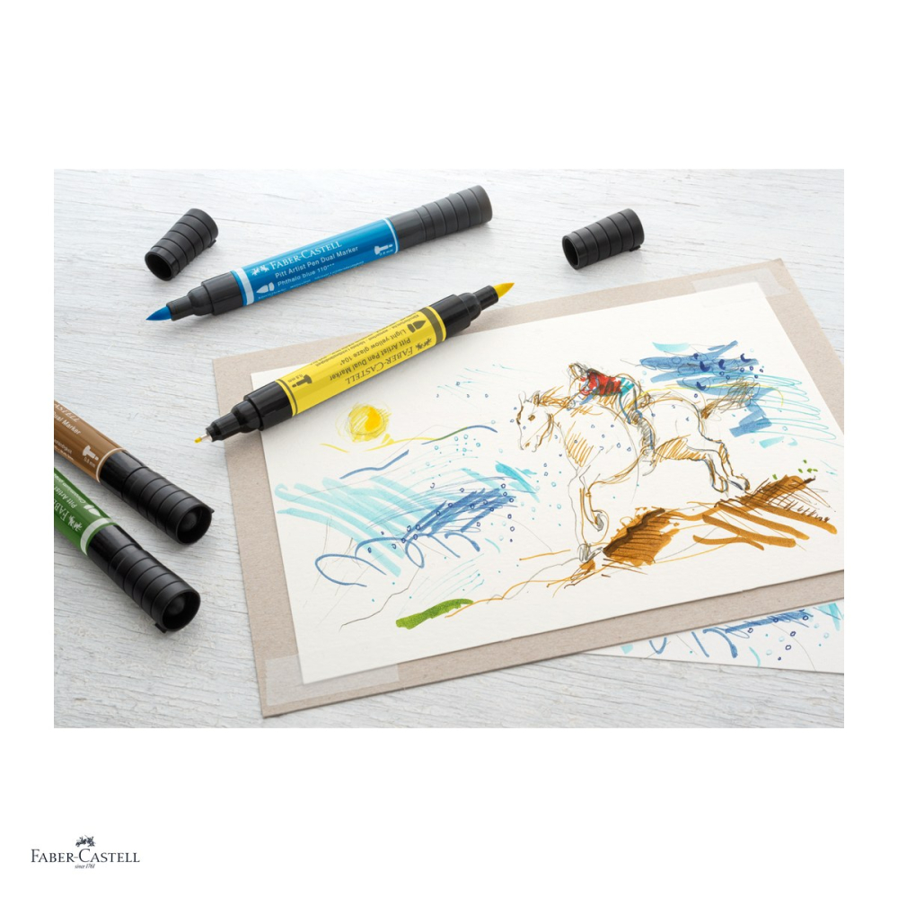 Set 30 markere cu tus Faber-Castell Pitt Artist Pen Dual Marker, cutie de carton [5]