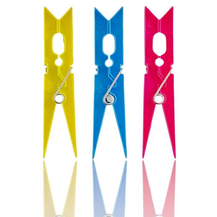 Set 32 bucati carlige de rufe, cu arc metalic, din plastic, 98 x 23x 12 mm, 41103, multicolor [2]