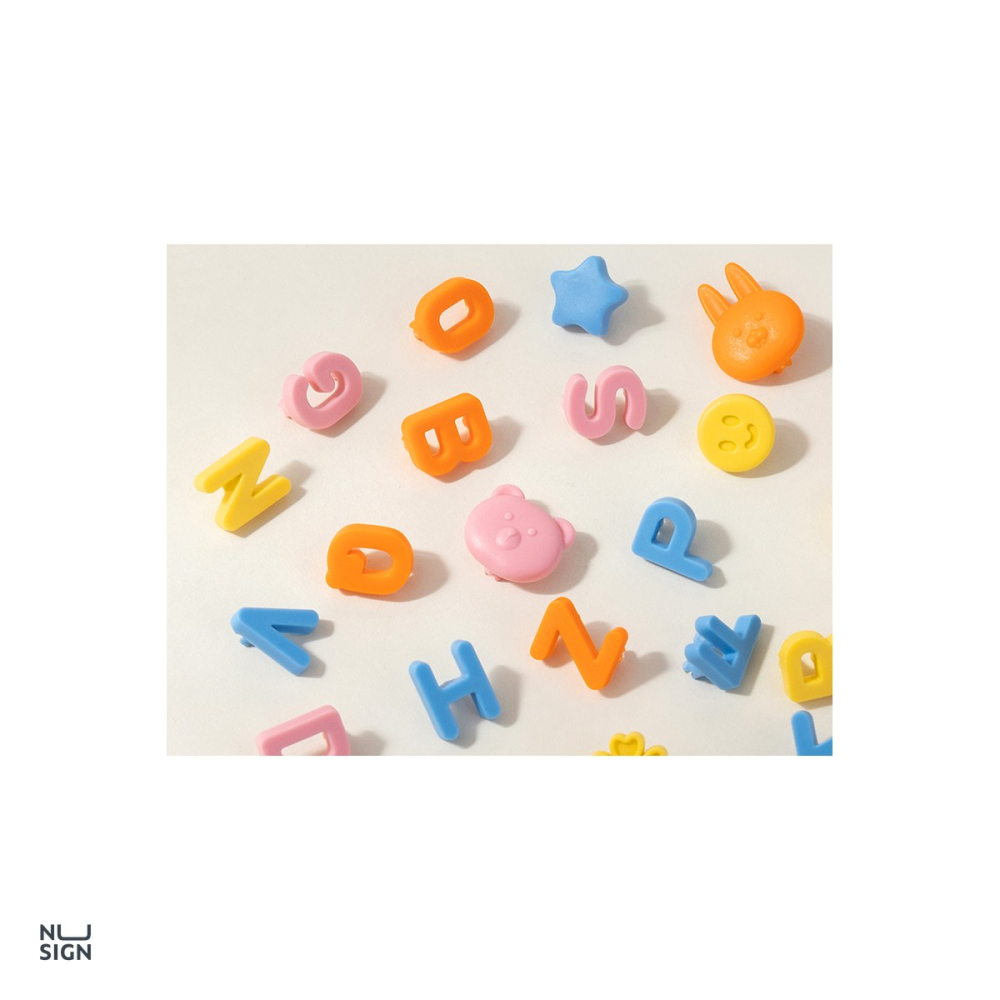 Set 32 litere si simboluri decorative Nusign Puzzle, pentru clipul pixului cu gel, din polipropilena, culori asortate [5]