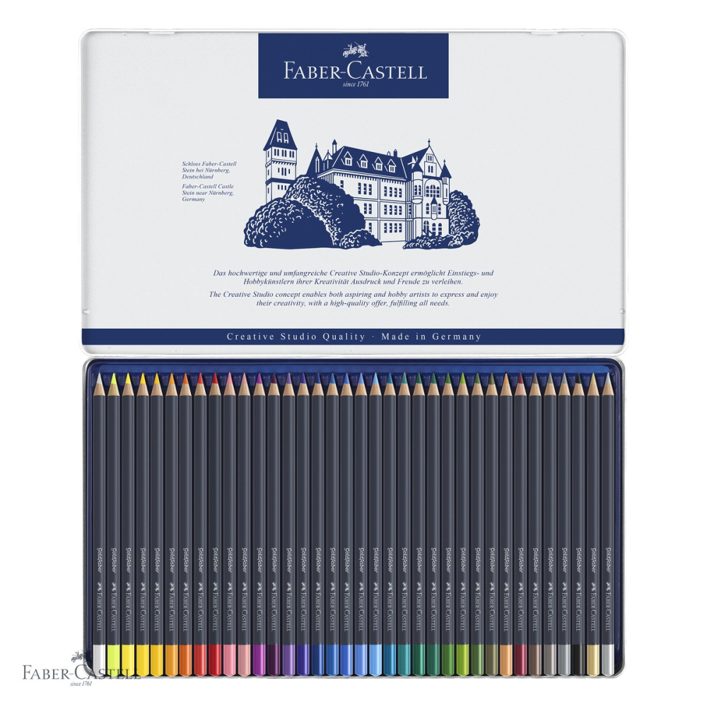 Set 36 creioane colorate Faber-Castell Goldfaber, mina moale pigmenti rezistenti la lumina, cutie metal [4]