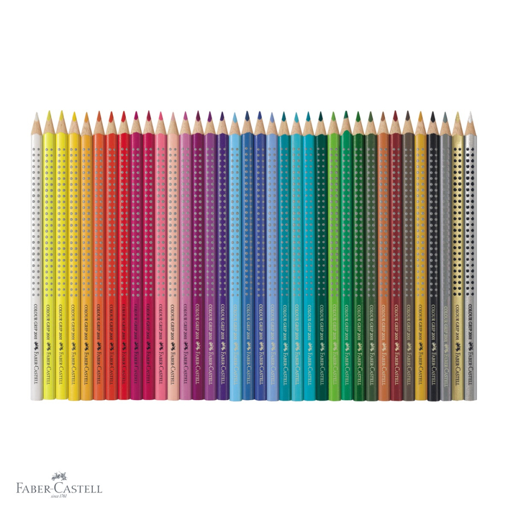 Set 36 creioane colorate Faber-Castell Grip 2001, solubile in apa, cutie metalica, pentru copii si elevi [4]