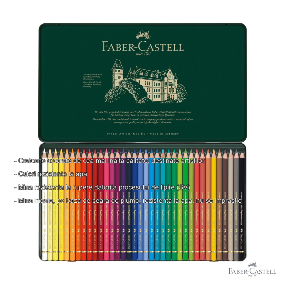 Set 36 creioane colorate Faber-Castell Polychromos, mina groasa 3.8 mm, pentru artisti profesionisti [2]