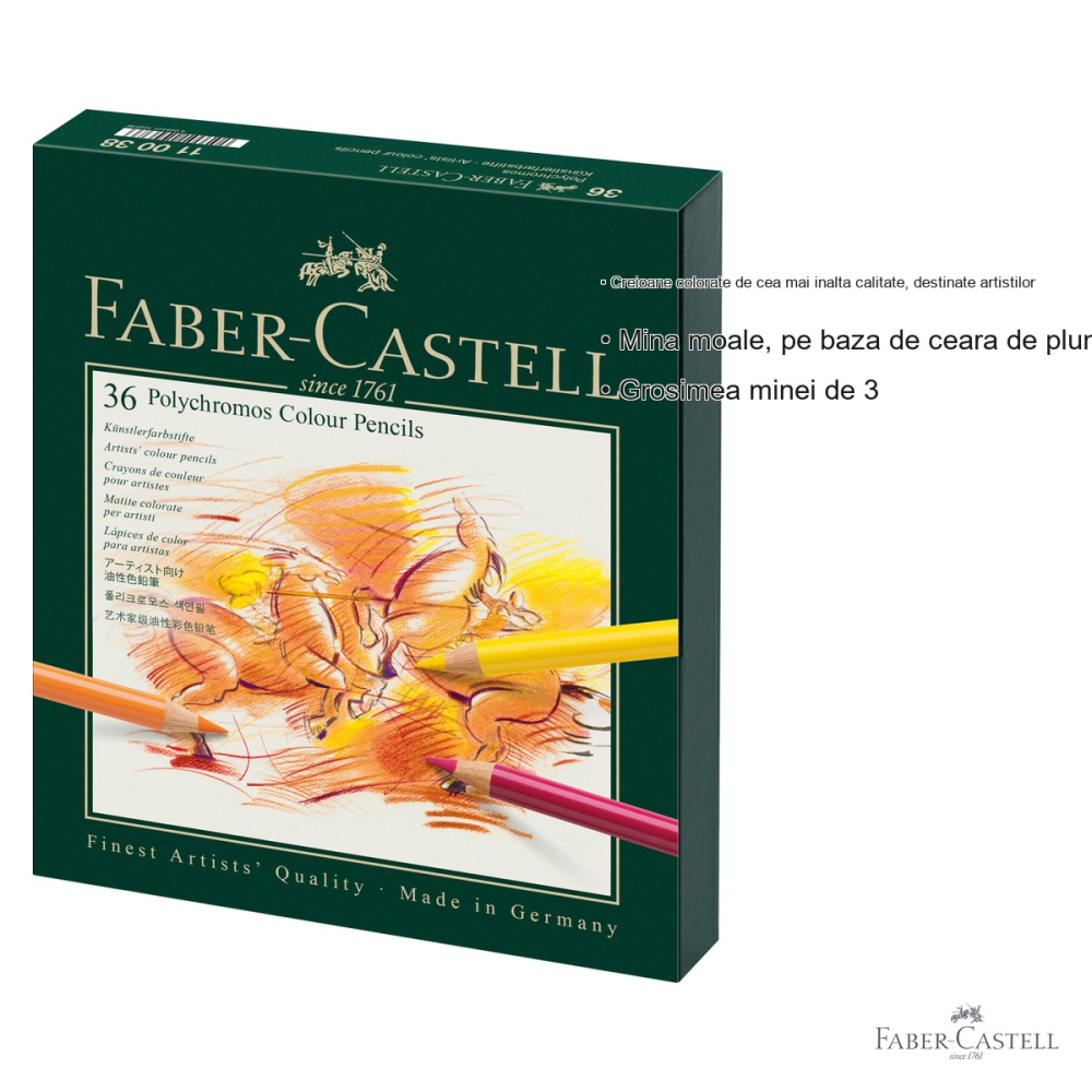 Set 36 creioane colorate Faber-Castell Polychromos Studio, mina pe baza de ceara, pentru artisti profesionisti [3]