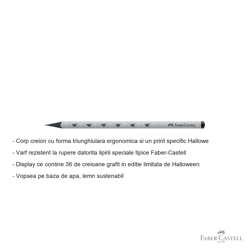 Set 36 creioane grafit HB Faber-Castell, editie limitata Halloween, forma triunghiulara ergonomica [2]