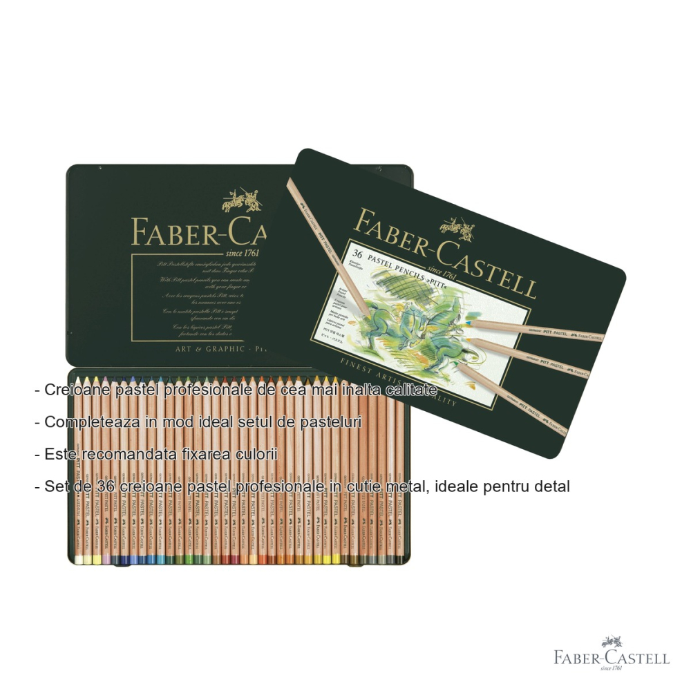 Set 36 creioane pastel Pitt Faber-Castell, mina groasa 4.3 mm, pentru artisti profesionisti [2]