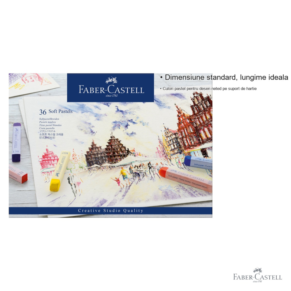 Set 36 creioane pastel soft Faber-Castell, culori vibrante, pentru desen artistic pe hartie [3]