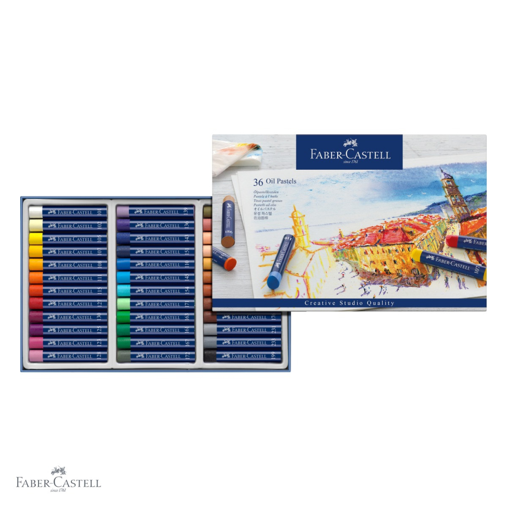 Set 36 creioane ulei pastel Faber-Castell, culori permanente de inalta calitate, pentru tehnici artistice [4]