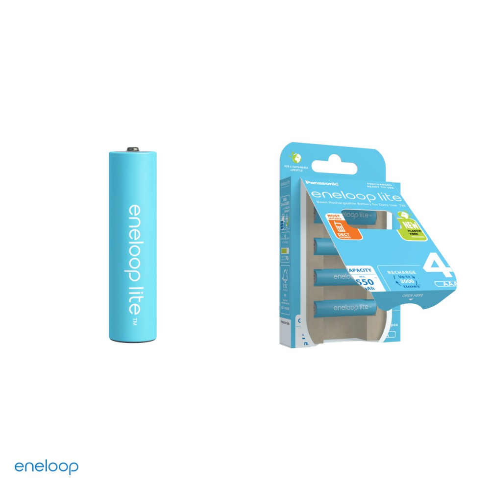 Set 4 acumulatori Ni-MH AAA HR03 Eneloop lite BK-4LCCE, 550 mAh, 1.2 V, preincarcati, 10.5 x 44.5 mm, in blister [4]