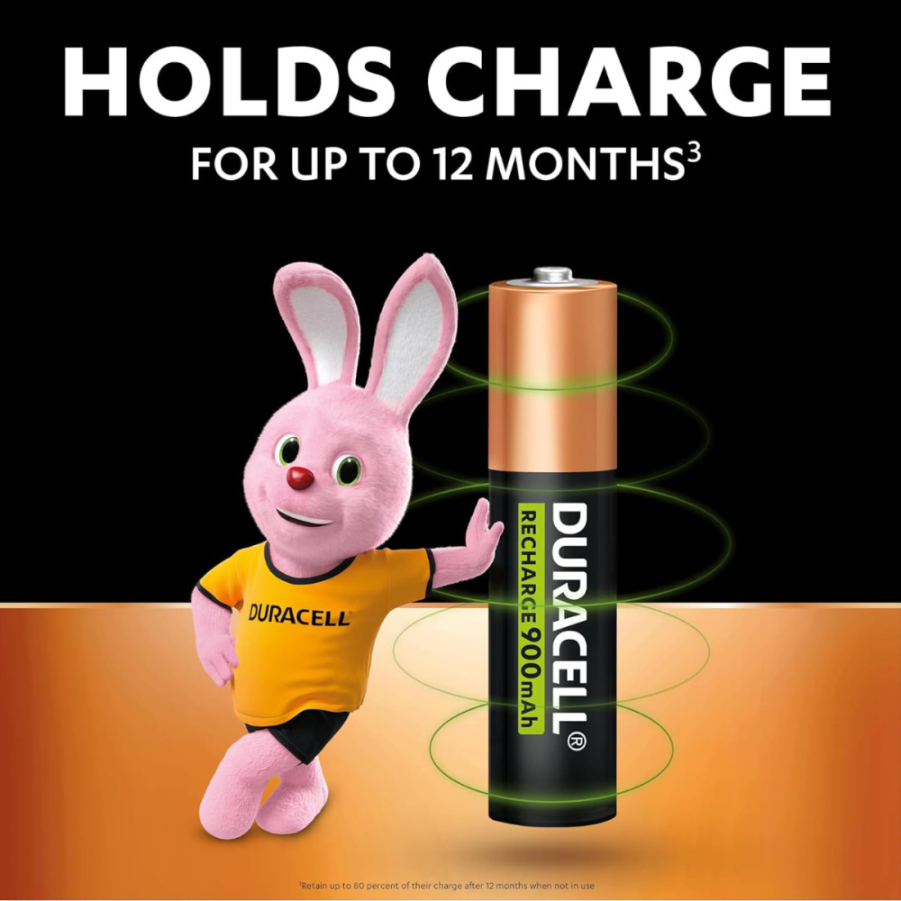 Set 4 Baterii Acumulatori Duracell AAA, Reincarcabile, Pre-incarcate, 900 mAh, pentru Dispozitive Electronice de Uz Zilnic, Gata de Utilizare [2]