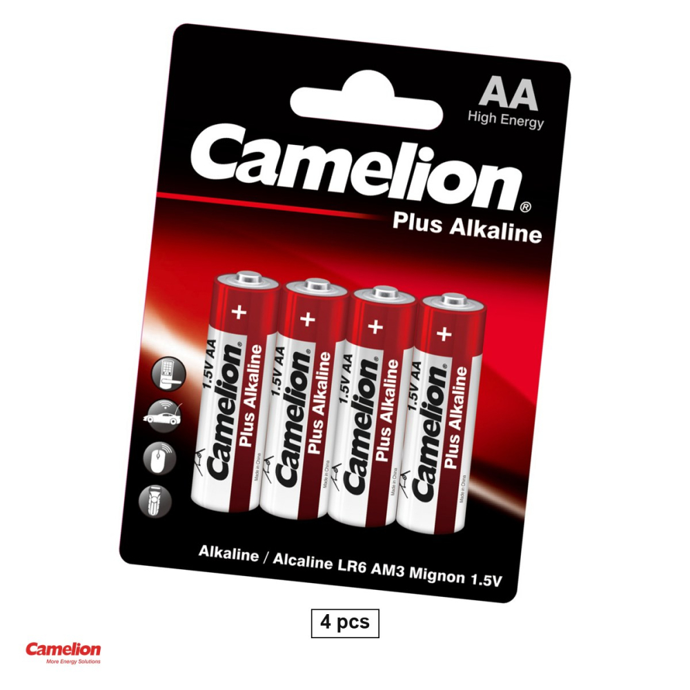 Set 4 baterii alcaline AA LR6 Camelion Plus Alkaline, 1.5 V, 14.5 x 50.5 mm, in blister [1]