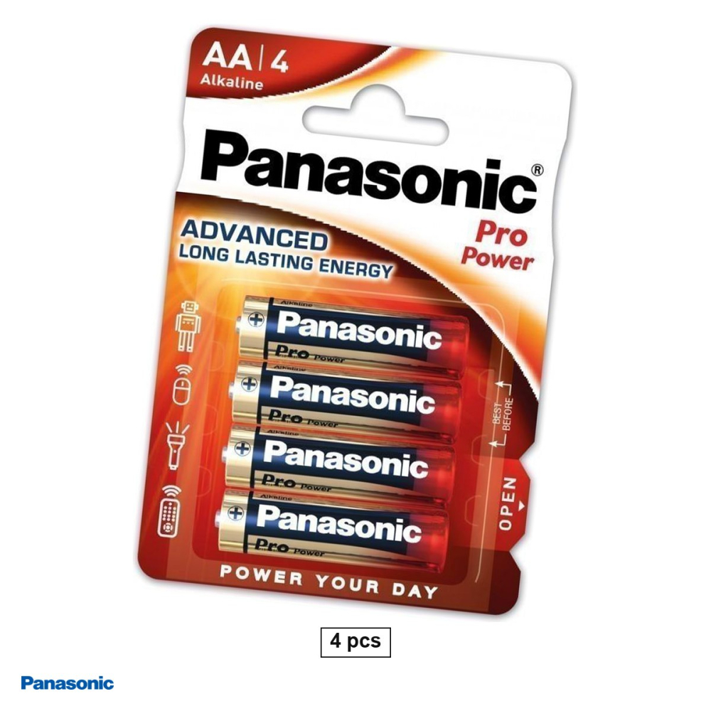 Set 4 baterii alcaline AA LR6 Panasonic Pro Power LR6PPG, 1.5 V, 14.5 x 50.5 mm, in blister [1]