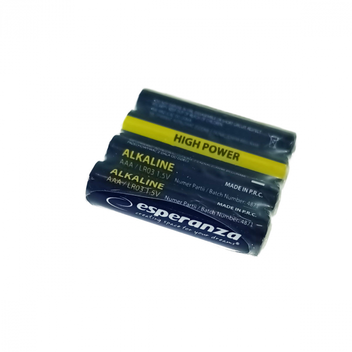 Set 4 baterii alcaline AAA R3, Esperanza High Power 95983, 1.5V [2]