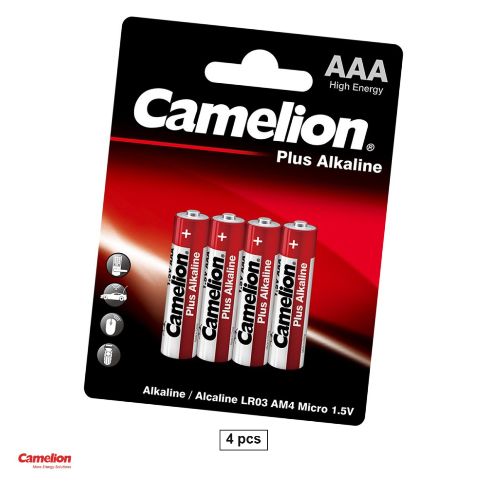 Set 4 baterii alcaline Camelion Plus Alkaline AAA LR03, 1.5 V, 10.5 x 44.5 mm, in blister [1]