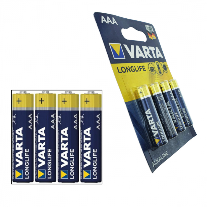 Set 4 baterii alcaline LR03, Varta Longlife AAA, 1.5V, in blister [3]