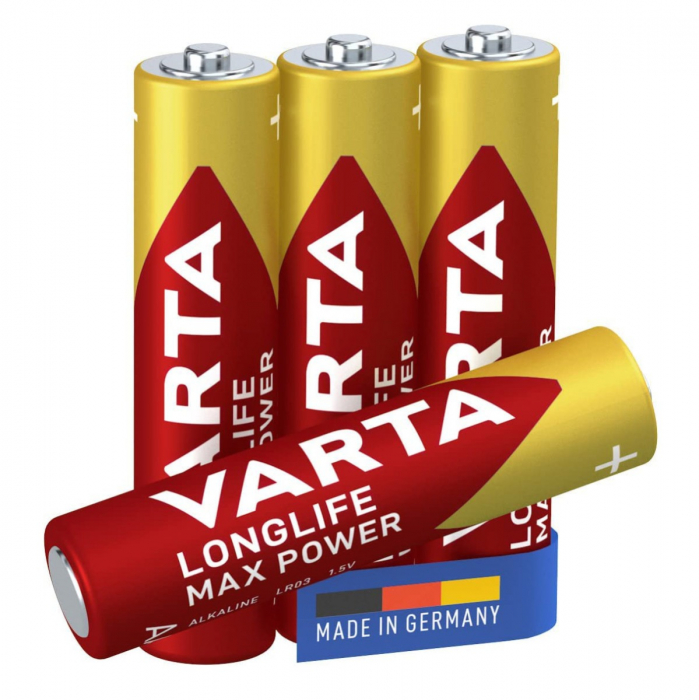 Set 4 baterii alcaline LR03, Varta Longlife Max Power AAA, 1.5V, in blister [2]