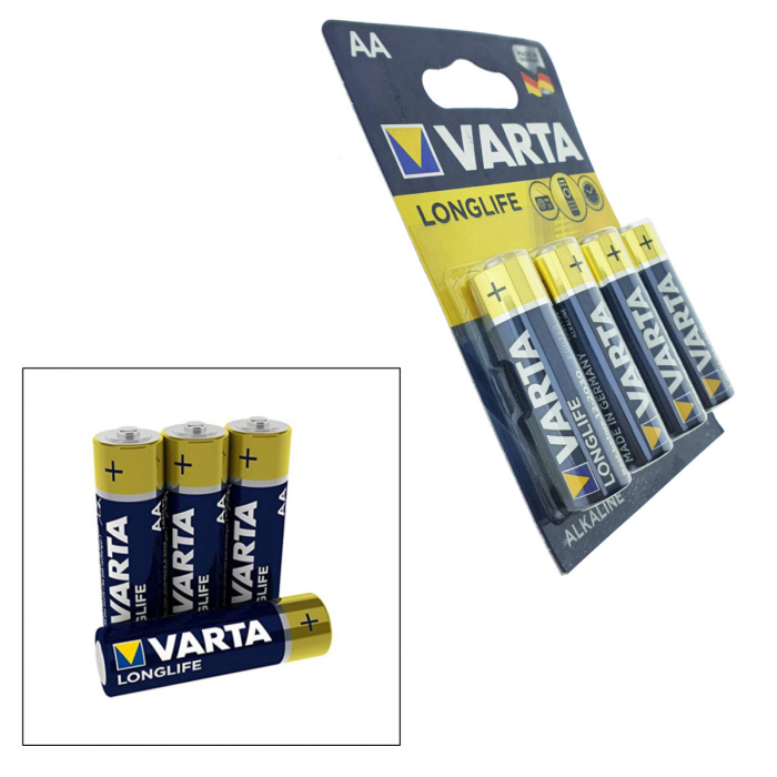 Set 4 baterii alcaline LR06, Varta Longlife AA, 1.5V, in blister [2]