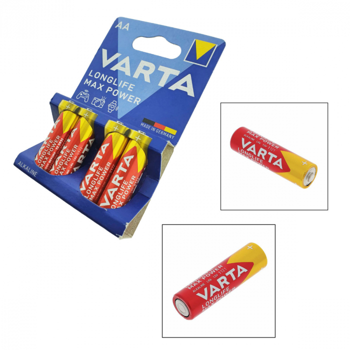 Set 4 baterii alcaline LR06, Varta Longlife Max Power AA, 1.5V, in blister [3]