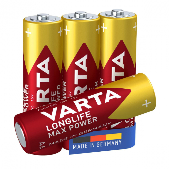 Set 4 baterii alcaline LR06, Varta Longlife Max Power AA, 1.5V, in blister [2]