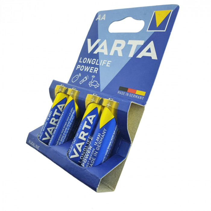 Set 4 baterii alcaline LR06, Varta Longlife Power AA, 1.5V, in blister [2]