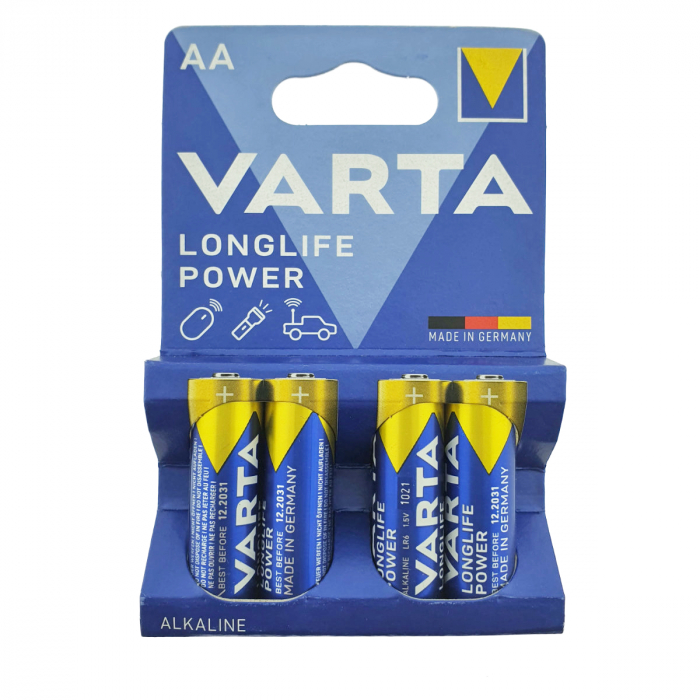 Set 4 baterii alcaline LR06, Varta Longlife Power AA, 1.5V, in blister [1]