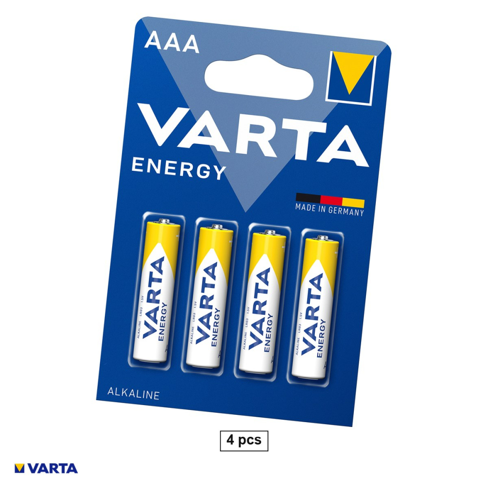 Set 4 baterii alcaline VARTA Energy 4103 AAA LR03, 1.5 V, 10.5 x 44.5 mm, in blister [1]