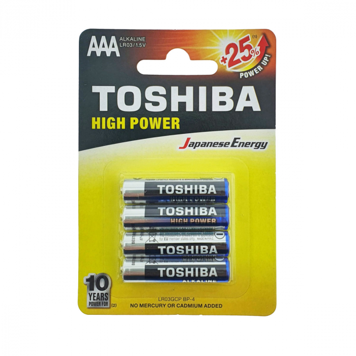 Set 4 baterii LR03 alcaline, Toshiba High Power AAA, 1.5V, in blister [1]
