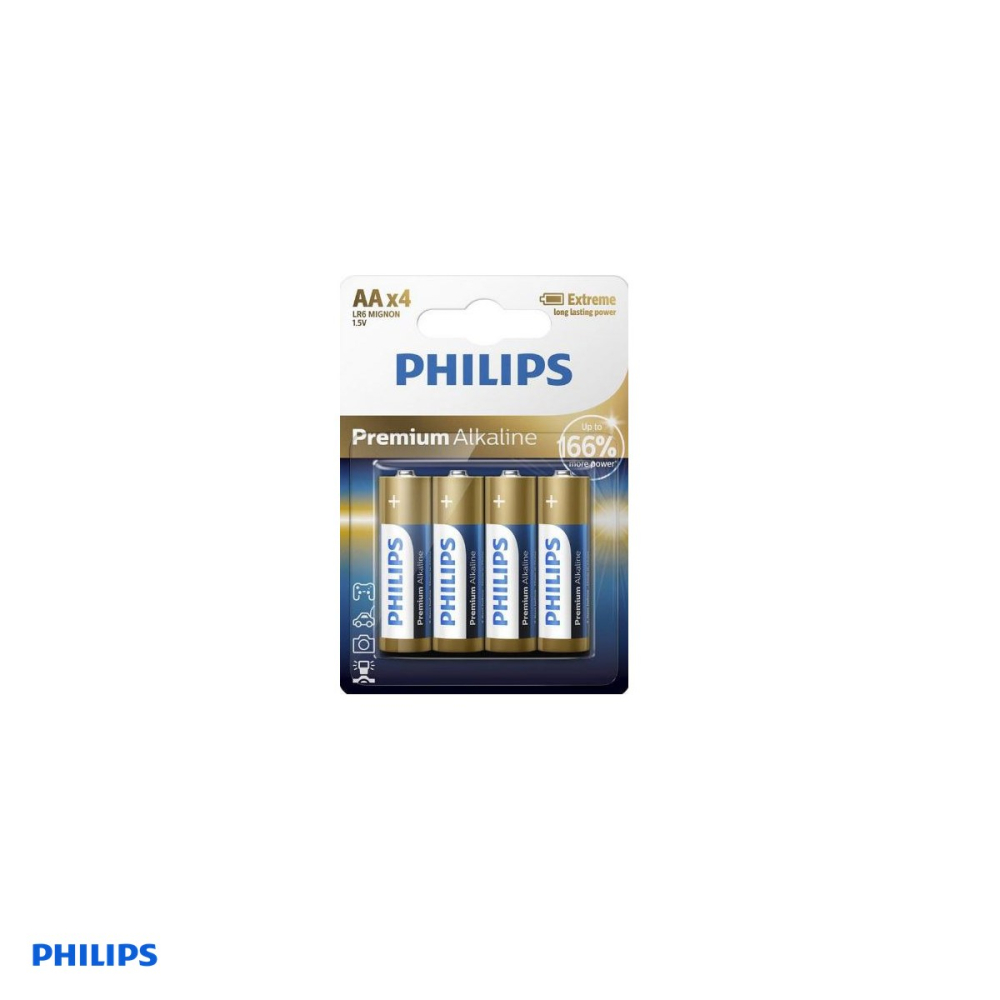 Set 4 baterii Philips AA LR6 Premium Alkaline, 1,50 V, in blister [1]