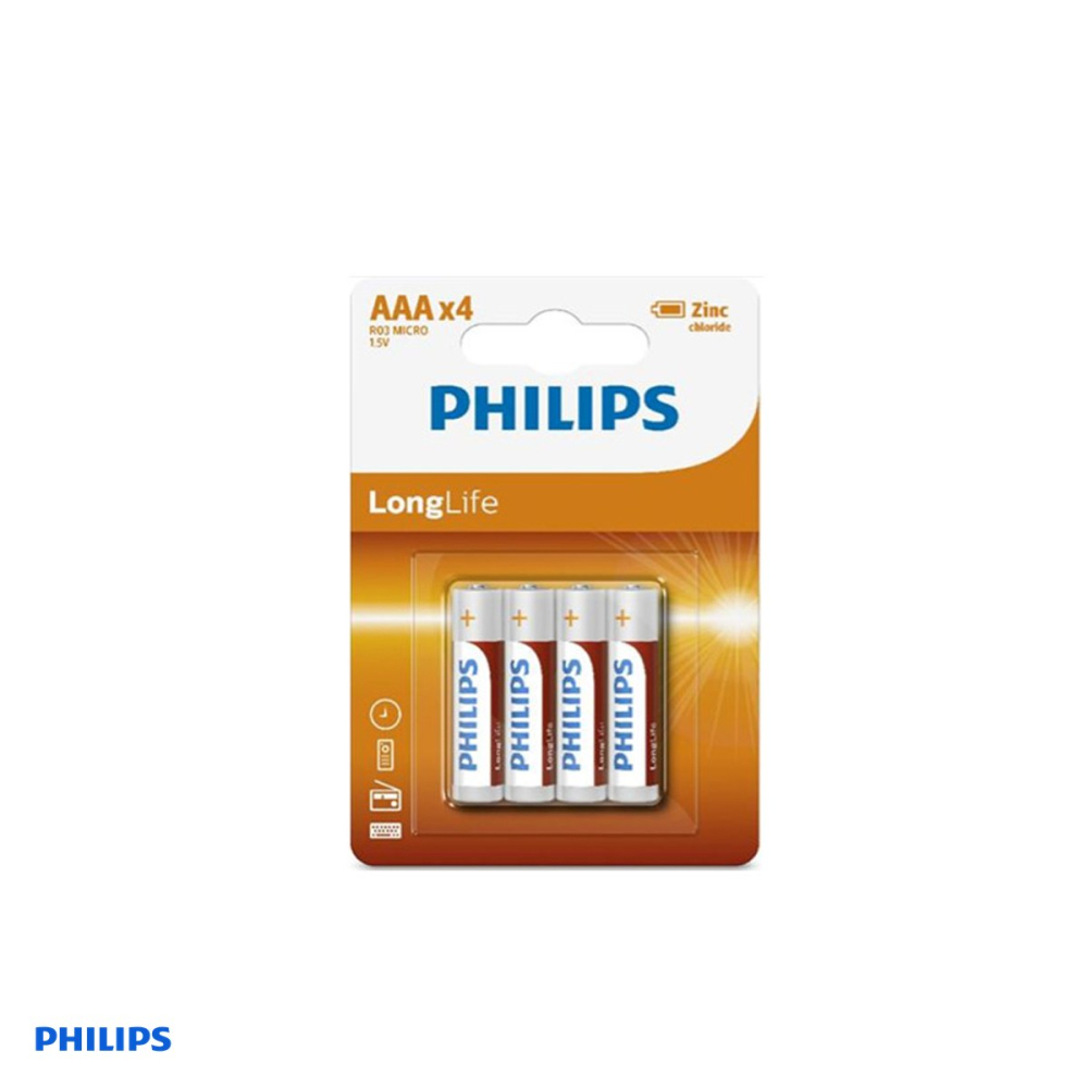 Set 4 baterii Philips AAA LR03 Longlife, 1,50 V, in blister [1]
