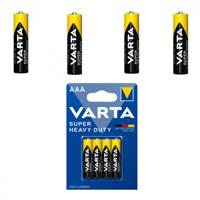 Set 4 baterii zinc-carbon LR03, Varta Super Heavy Duty 67618, AAA, 1.5V, in blister [2]