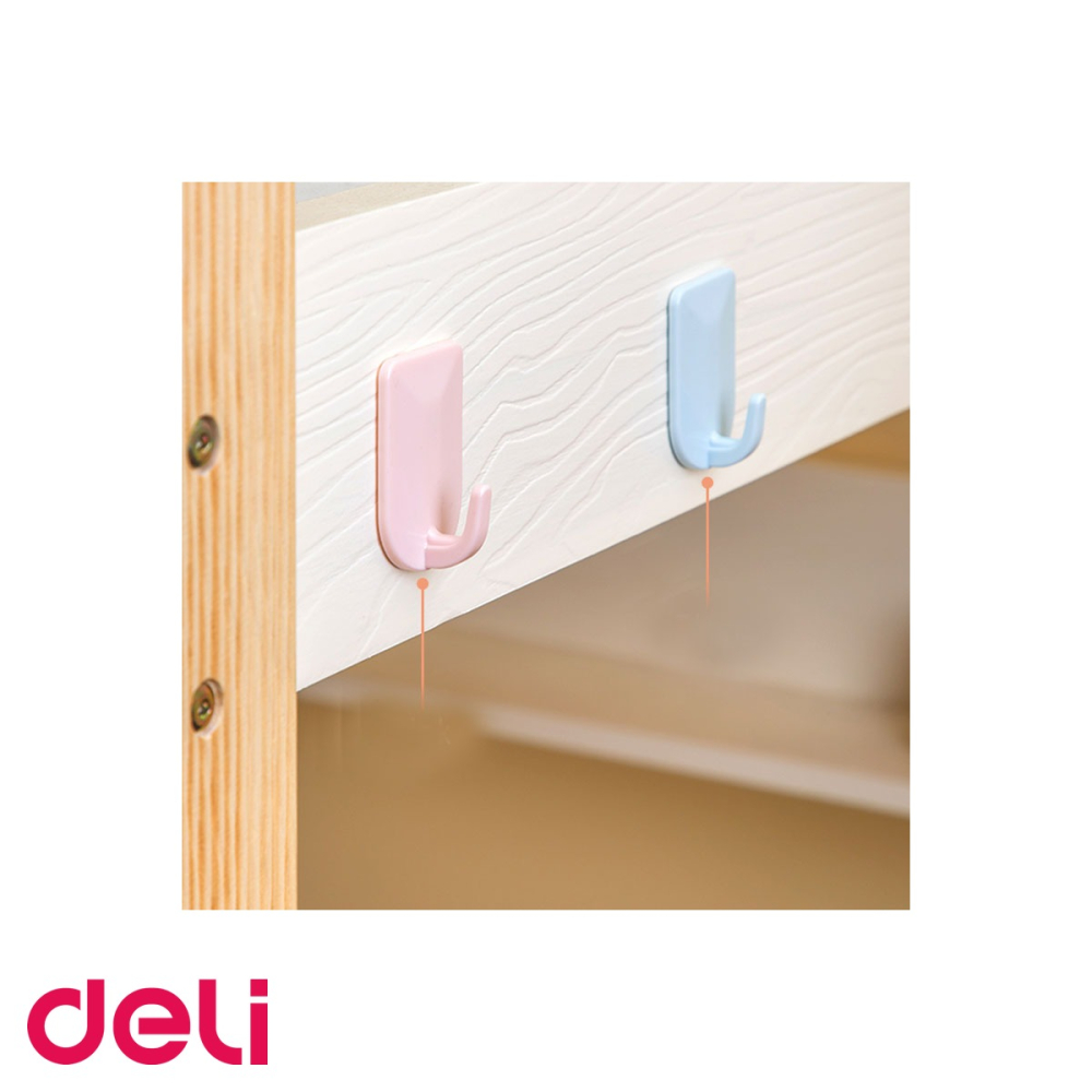 Set 4 carlige adezive Deli, capacitate 1.5 kg, colorate, pentru organizare usoara acasa si la birou [4]