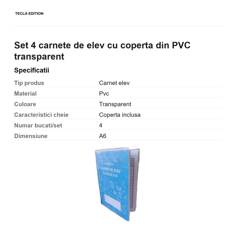 Set 4 carnete de elev cu coperta din PVC transparent [3]