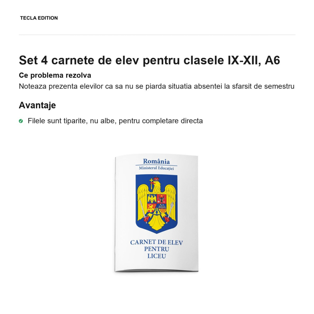 Set 4 carnete de elev pentru clasele IX-XII, A6 [2]