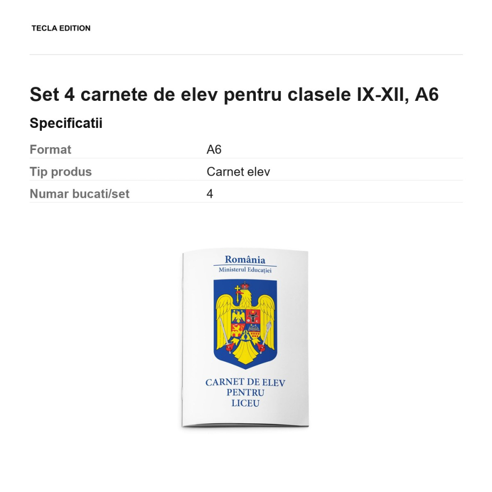 Set 4 carnete de elev pentru clasele IX-XII, A6 [3]